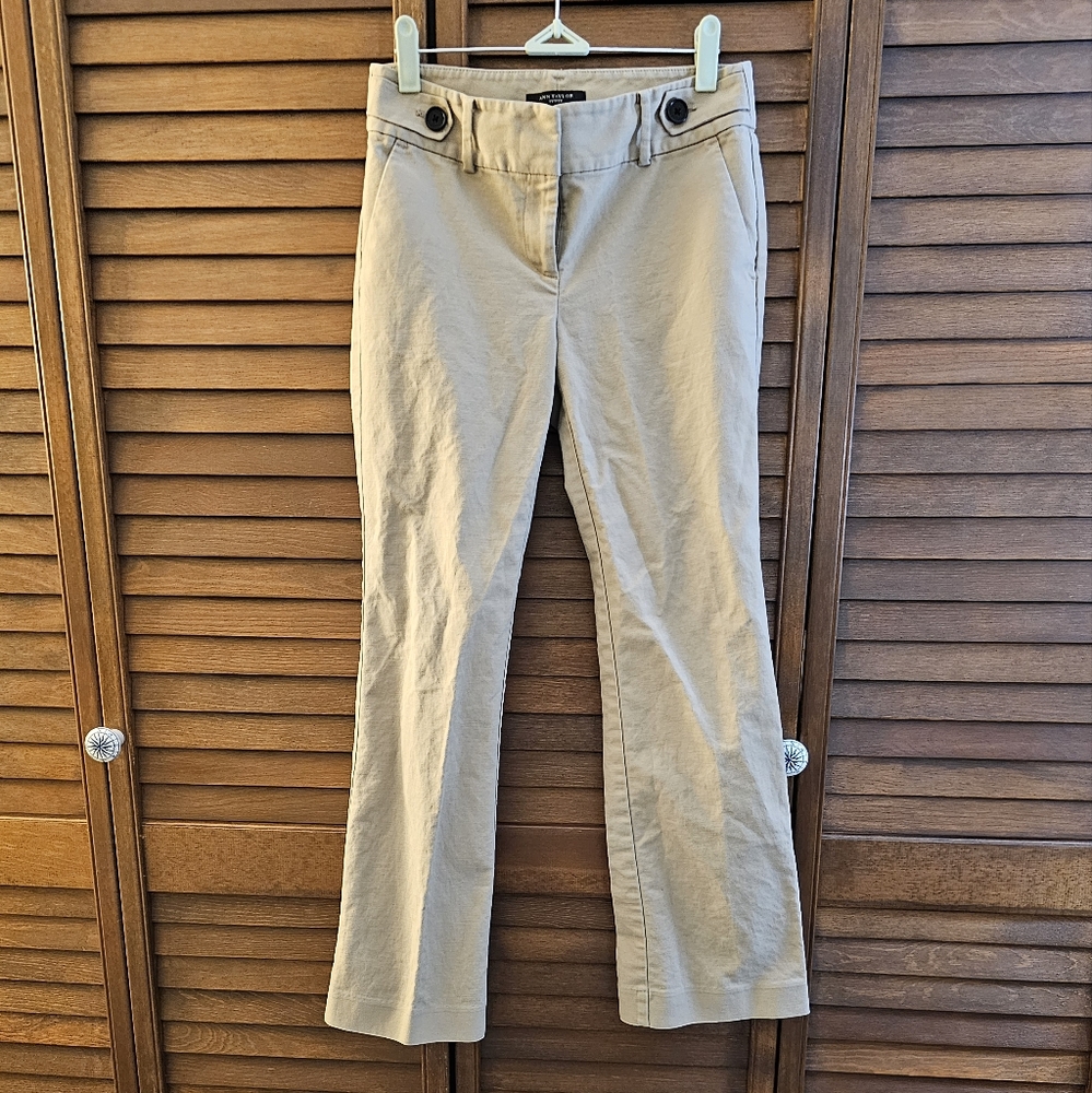 Ann Taylor Straight Leg Pants With Decorative Waist Tabs